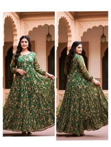 Elegant Green Floral Ethical Dress