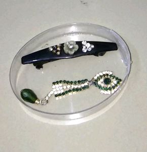 New Mangalsutra,  New Brooch /Saree Pin &amp; Black Mini Hair Clip