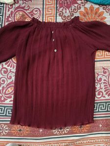 Maroon Off-Shoulder Top