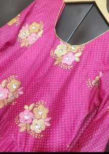 Rose  Color Ethnic Anarkali Gown For 42 Bust