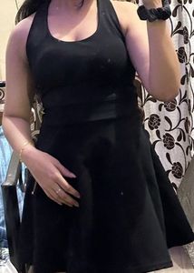 Black Halter Fit &amp; Flare Dress