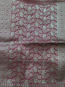 Rose Saree With Silver Zari Border