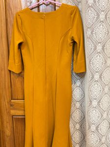 Chaps Mustard Fit &amp; Flare Dress
