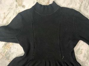 Wool Midi Black Dress