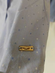 Park avenue Light Blue Polka Dot Shirt, S-M