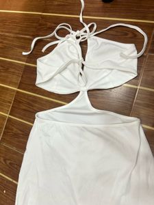 White Halter Mini Dress