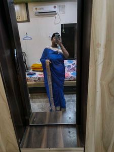 Solid Blue Saree