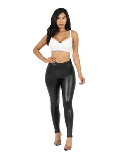 Super Stretch Vegan Leather Black Leggings