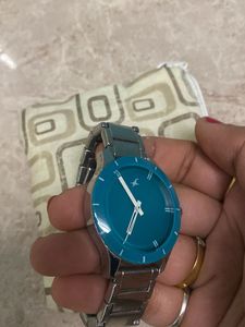 Fastrack Watch Aquablue Silver Colour of Hype 100%