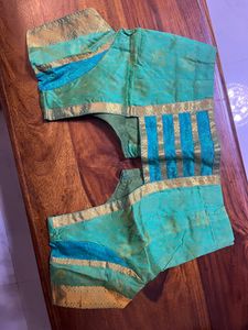 Kanjeevaram Half Fine Zari Sea Blue/ Green Saree