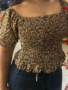 Animal Print Smocked Top
