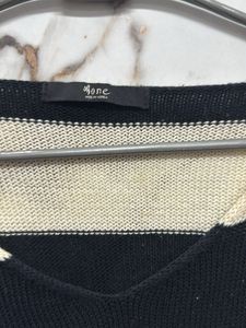 Striped V-Neck Pullover Sweater