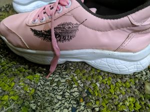 Casual Pink Sneakers with Heels