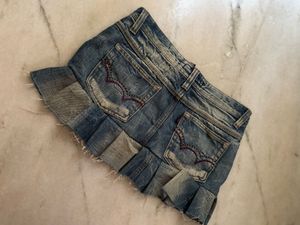 Distressed Denim Mini Skirt