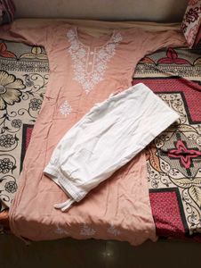 Peach Embroidered Kurta