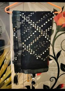 unused Elegant Black Sequin dupatta