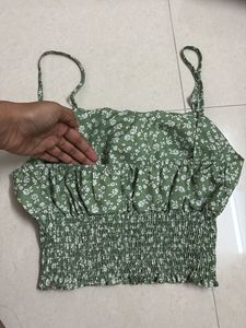 Floral Green Crop Top