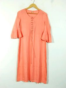 Bell Sleeve Coral Kurti