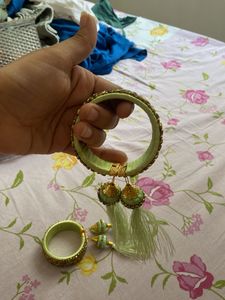 Green &amp; Gold  Bangle Set