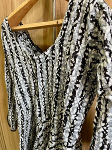 Black and White Angrakha Kurti