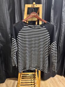 L.O. Black &amp; White Striped Raglan Top