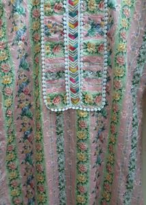 Floral Embroidery Print Kurta Set With Dupatta