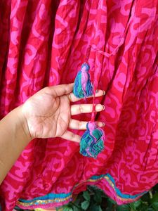 Red Patterned Ethnic Skirt