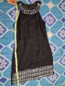 Black Halter Neck Beaded Mini Dress