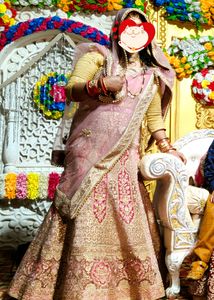 Elegant Pink &amp; Gold Embroidered Lehenga