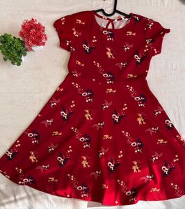 Pantaloons red floral dress in size S