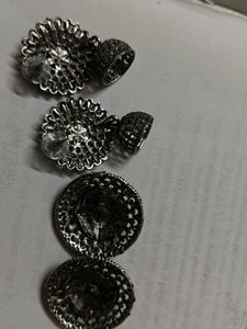 Set Of 2 Oxidised Jhumkas