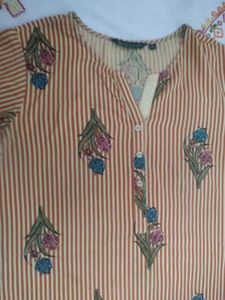 Striped Floral Print Kurti