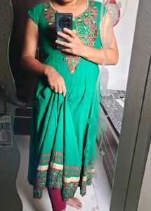 Green Colour Wedding Gown With Beautiful Work