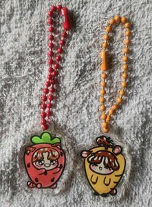 BTS carrot JK and strawberry Tae keychains