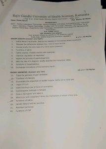 Physiology Question Papers Years Qp Code 3152