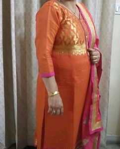 Mustard Colour Chanderi Silk Suit