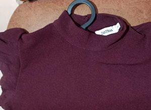Burgundy Puff Sleeve Top