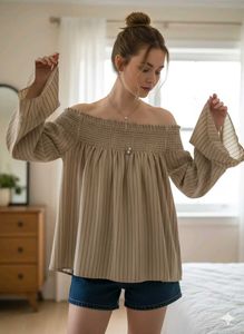 Striped Smocked Top
