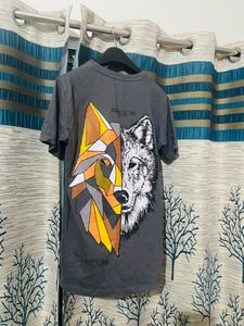 Unisex Back Print Grey T-shirt