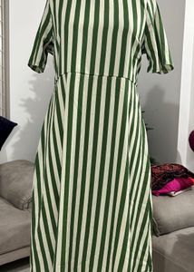 Green Striped Midi Dress