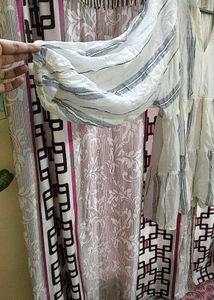 H&amp;M Striped Mini Dress with Full Puff Sleeves