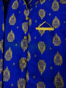 Boys&#39; Blue &amp; Gold Sherwani Set
