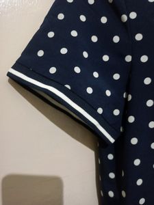 Navy Blue White Polka Dress