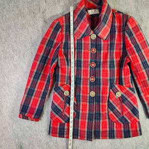 Korean Female Plaid Blazer - Bust 34