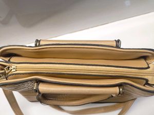 Tan Croc-Embossed Satchel Imported Bag