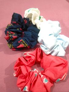 Beautiful Printed Scrunchies, Pack Of 4