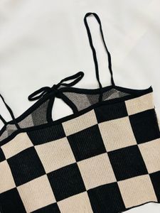 Checkered Knit Cami Top