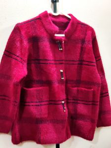 imported luxury berry plaid women&#39;s cardigan/jacke