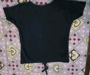 Cute Black V-Neck Top