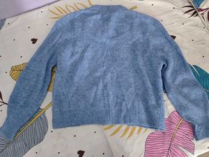 Light Blue Knit Cardigan for plus size